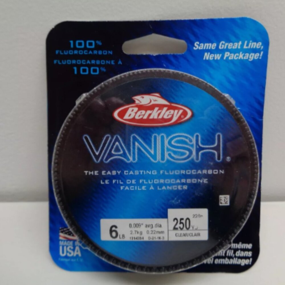 Berkley VANISH 6 LB 250 Yards Clear New Fluorocarbon Fishing Line